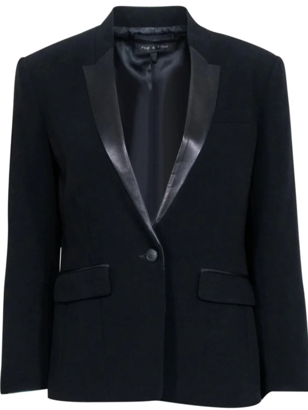 rag & bone Black Satin-Lapel Single-Button Blazer